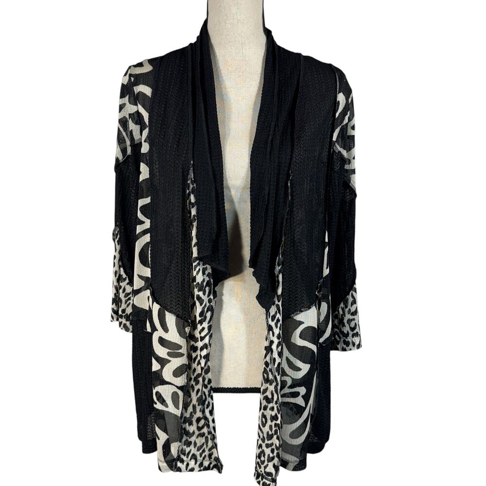 Travelers by Chico’s SZ 2 (Large) Cardigan Draped Open-Front Stretch 3/4 Sleeve